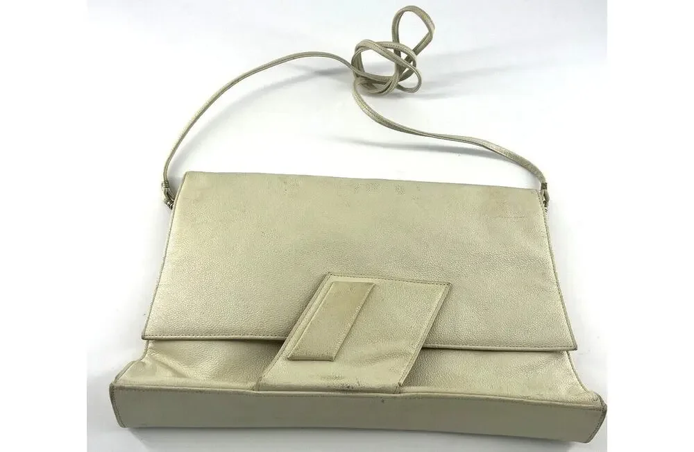 Vintage Y2K Green Mountain Purse Ivory Cream Snap Closure Retro Shoulder Bag 90s